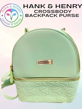 Hank & Henry is Back 2026 Instagram Crossbody Backpack Purse in Seafoam Mint New